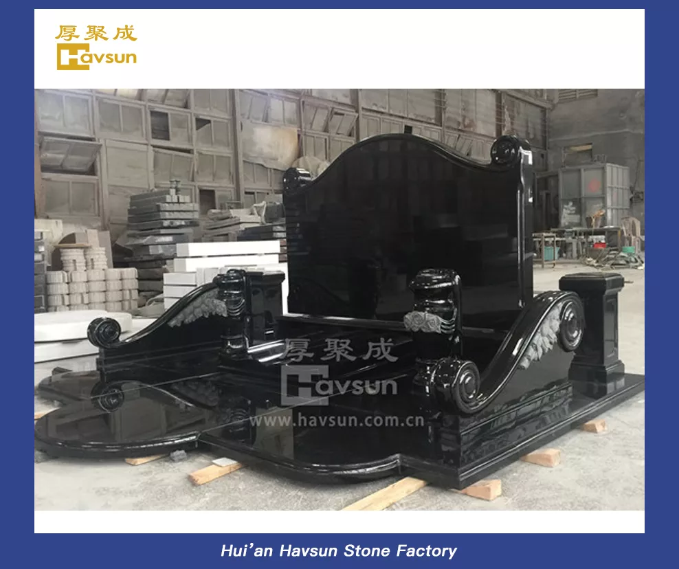 Large Black Granite Tombstone Complex